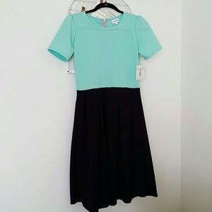 LuLaRoe Amelia Teal and Black Dress